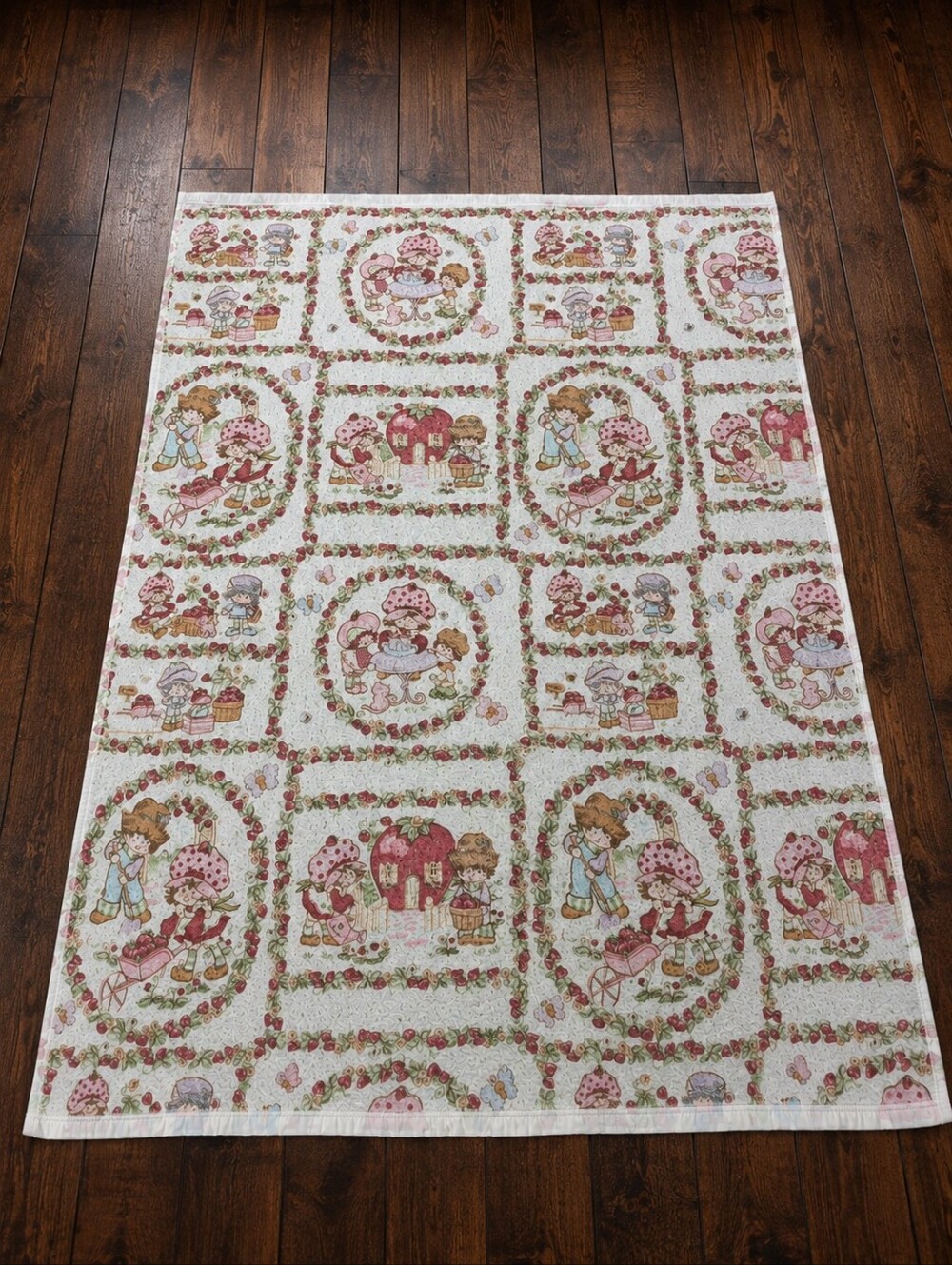 Vintage Strawberry Shortcake Retro 80s Polyester Kids Blanket
